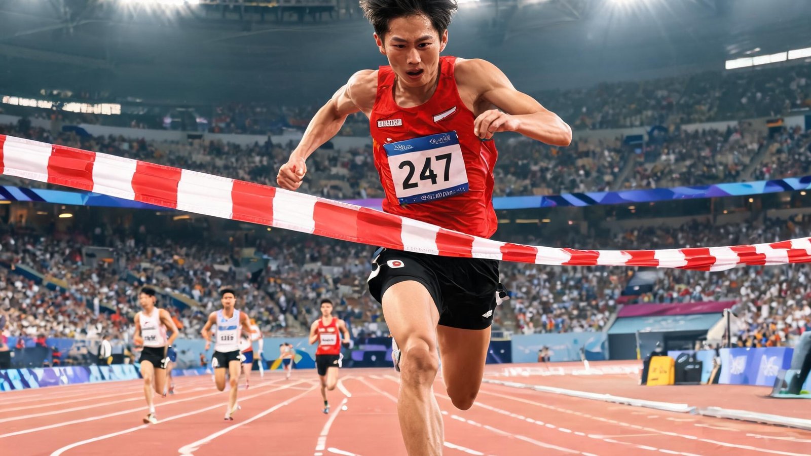奥运会经典瞬间回顾，田径运动员冲刺终点线